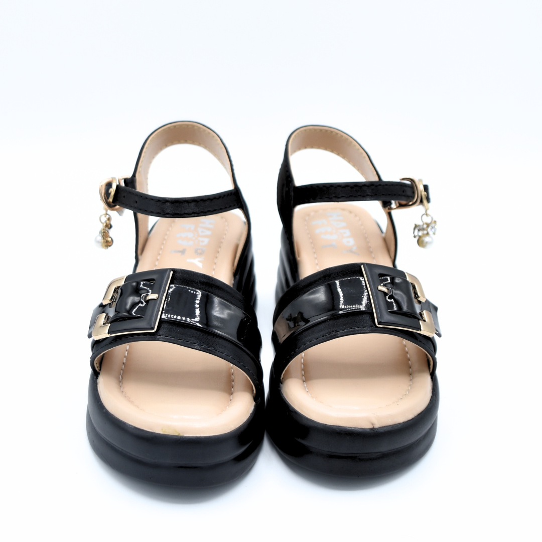 Glossy Buckle Sandals