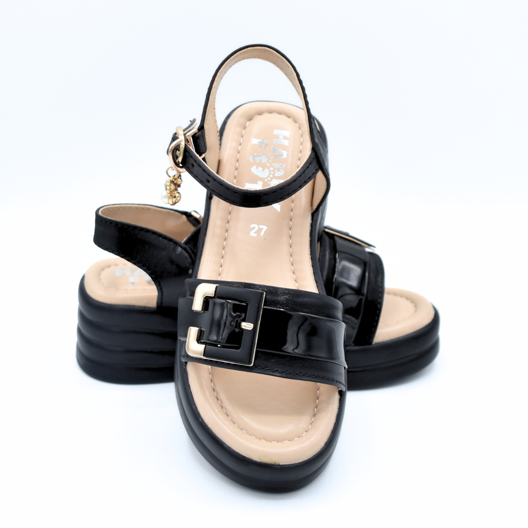Glossy Buckle Sandals