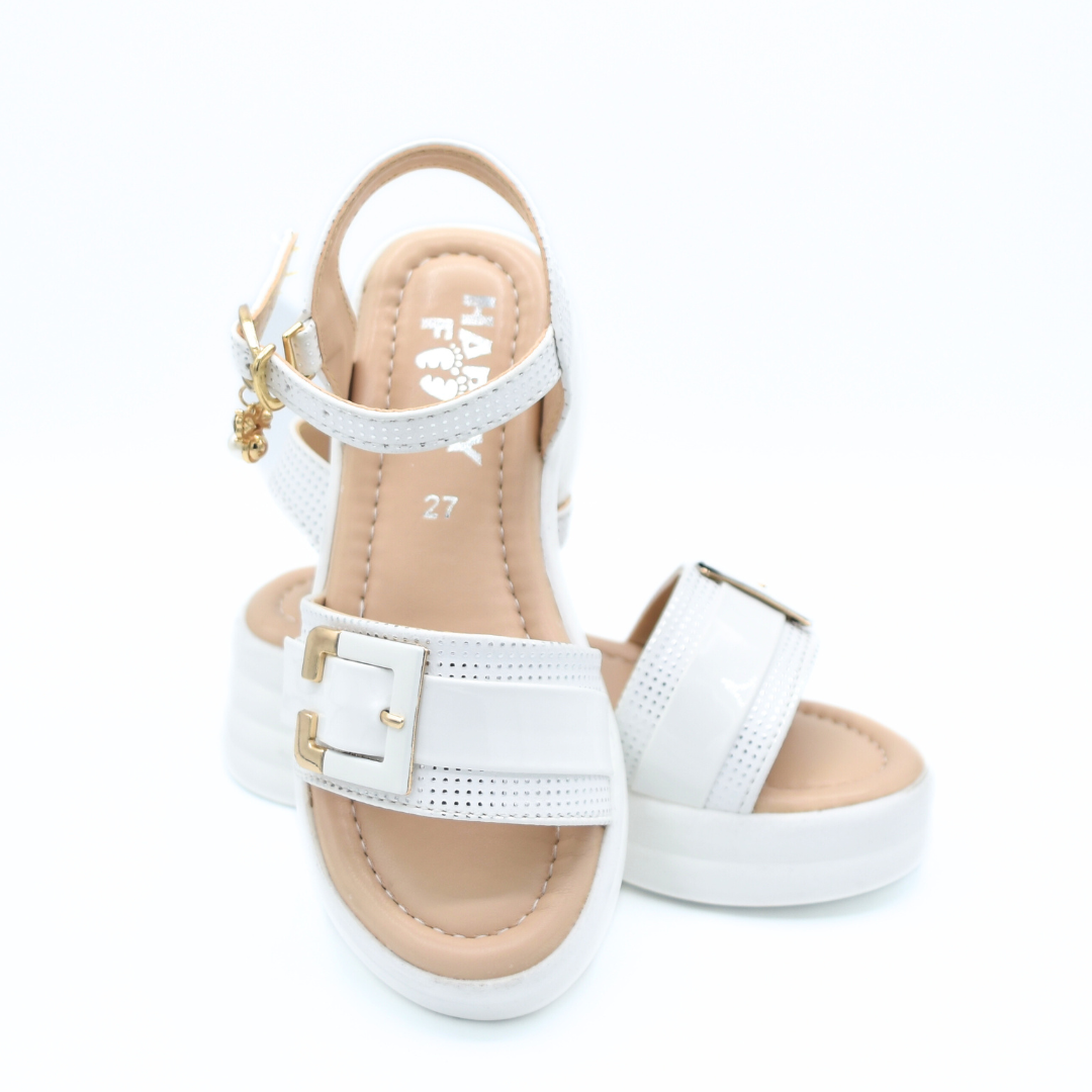 Glossy Buckle Sandals