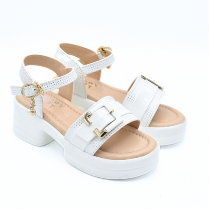 Glossy Buckle Sandals