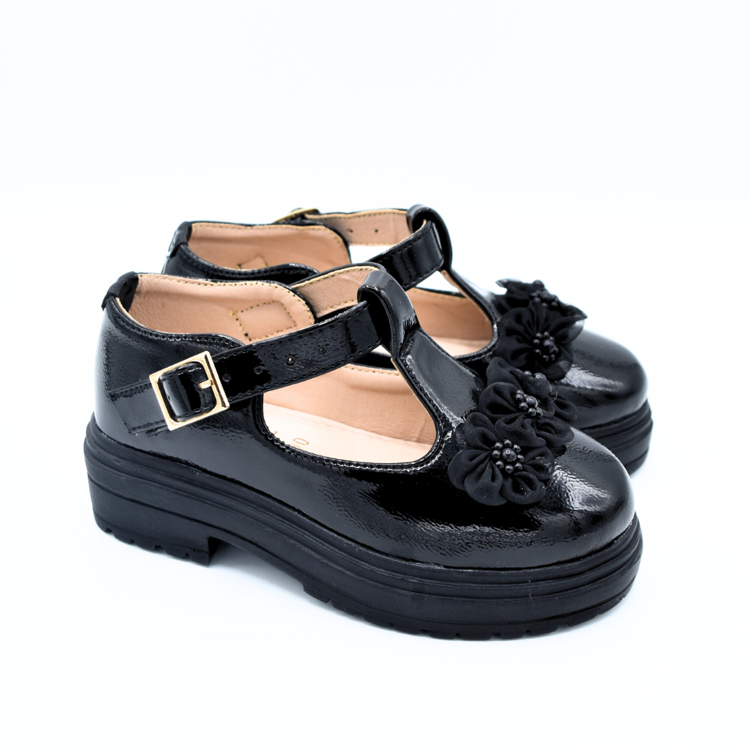 Midnight Flower Mary Janes